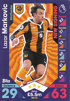 Lazar Markovic Hull City 2016/17 Topps Match Attax Extra New Signing #NS10